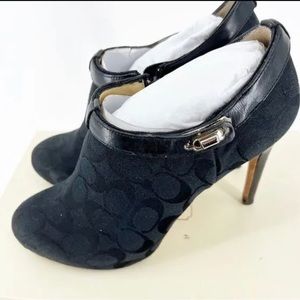COACH Black Jacquard and Leather Delilah Booties SIZE 10M
